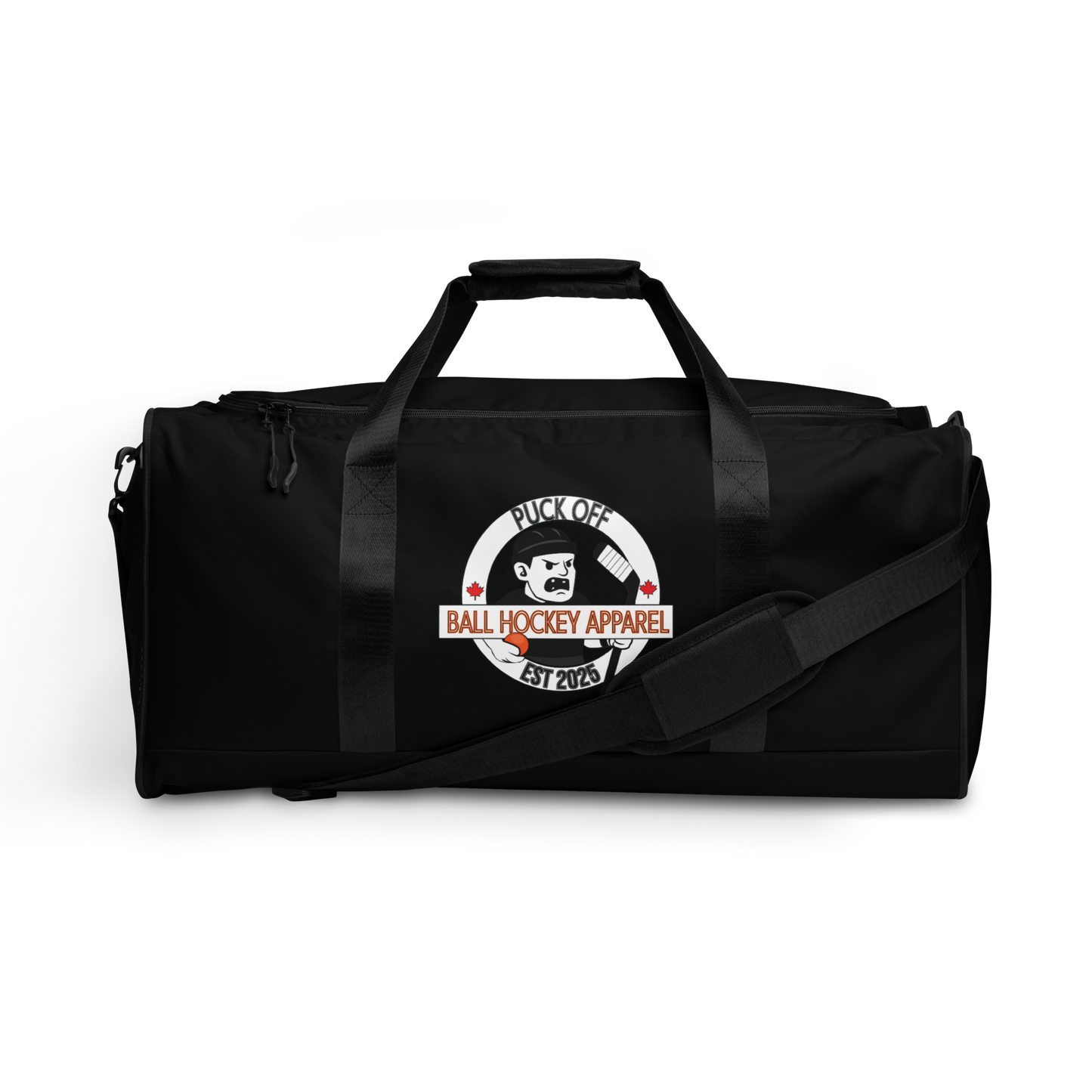 PUCK OFF Ball Hockey Duffel Bag – Mascot & Crest Design | All Stride. No Glide.