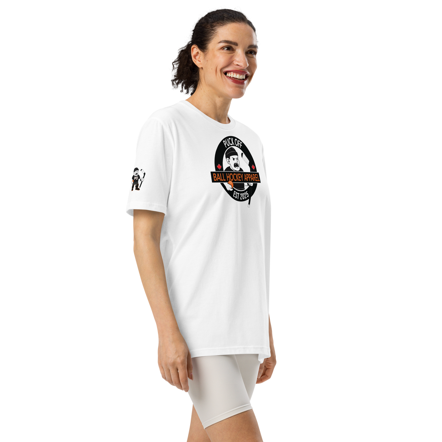 PUCK OFF x Under ArmourⓇ Athletic Shirt – Ball Hockey Performance Tee with Front Logo & Vertical Back Print