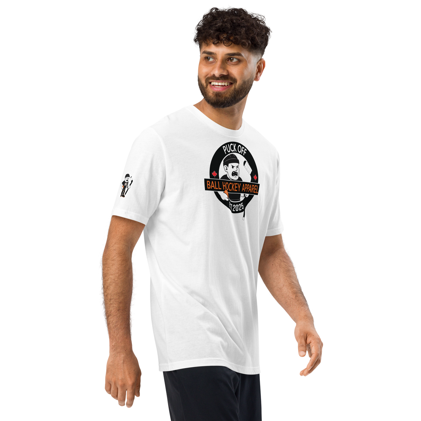PUCK OFF x Under ArmourⓇ Athletic Shirt – Ball Hockey Performance Tee with Front Logo & Vertical Back Print