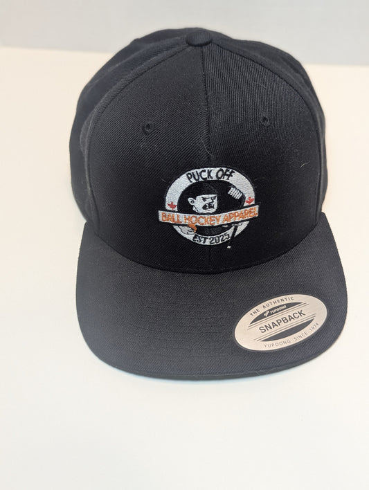 PUCK OFF Ball Hockey Snapback Hat embroidered logo