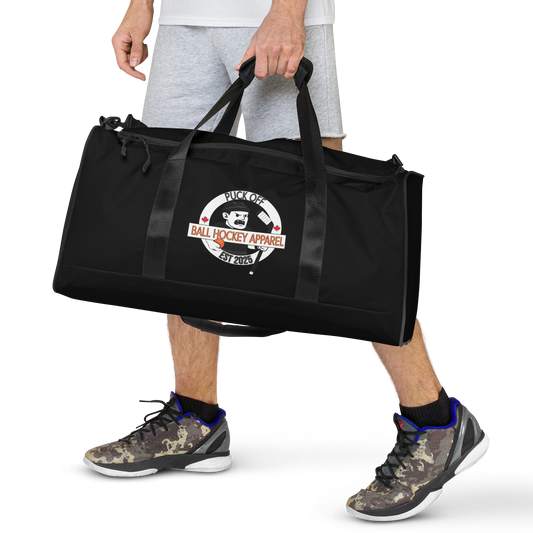 PUCK OFF Ball Hockey Duffel Bag – Mascot & Crest Design | All Stride. No Glide.