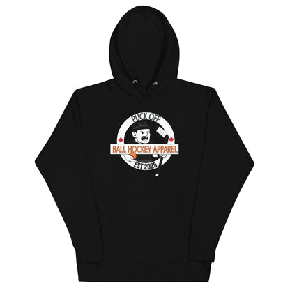 Ball Hockey Hoodie PUCK OFF badge crest embroidery
