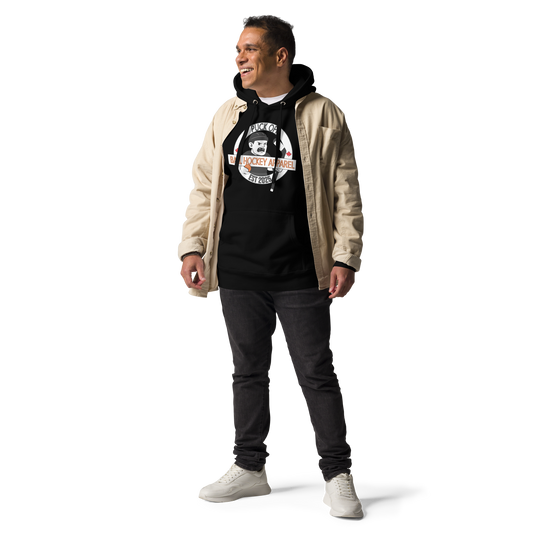 Ball Hockey / Dek Hockey Hoodie – Puck Off Badge Crest (Unisex) | Mascot Logo | Canadian Brand