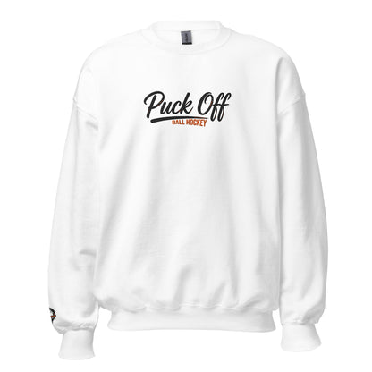 Puck Off Ball Hockey Crewneck Sweatshirt - White - Puck Off - Ball Hockey Apparel
