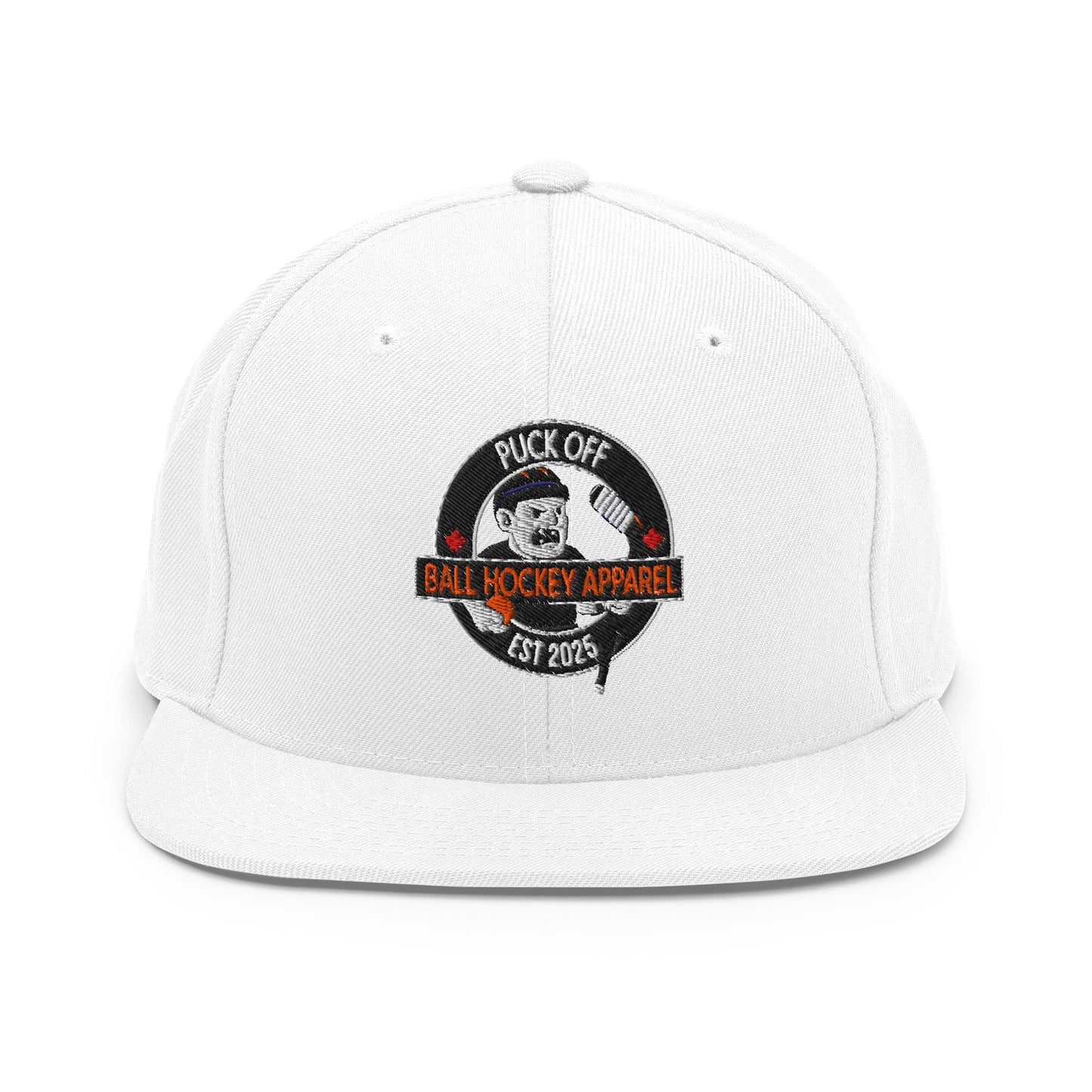 Puck Off Classic Snapback Hat - White - Puck Off - Ball Hockey Apparel