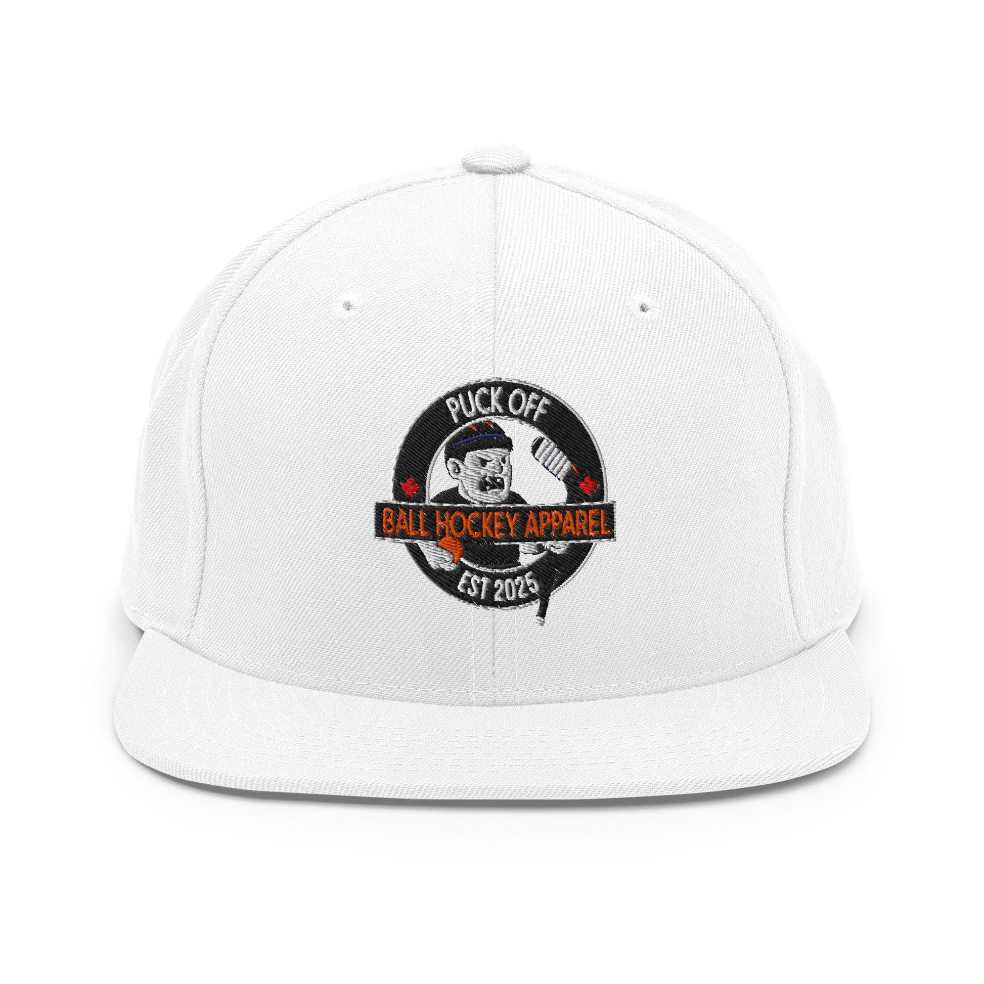 Puck Off Classic Snapback Hat - White - Puck Off - Ball Hockey Apparel