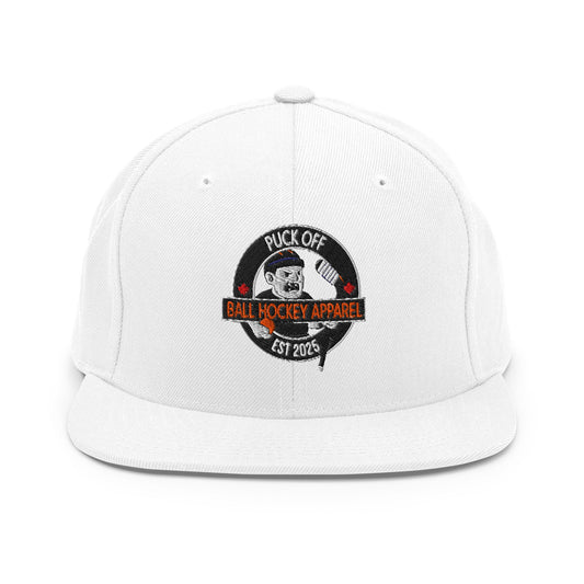 Puck Off Classic Snapback Hat - White - Puck Off - Ball Hockey Apparel