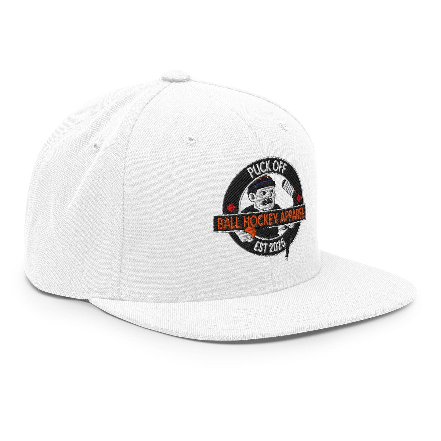 Puck Off Classic Snapback Hat - White - Puck Off - Ball Hockey Apparel