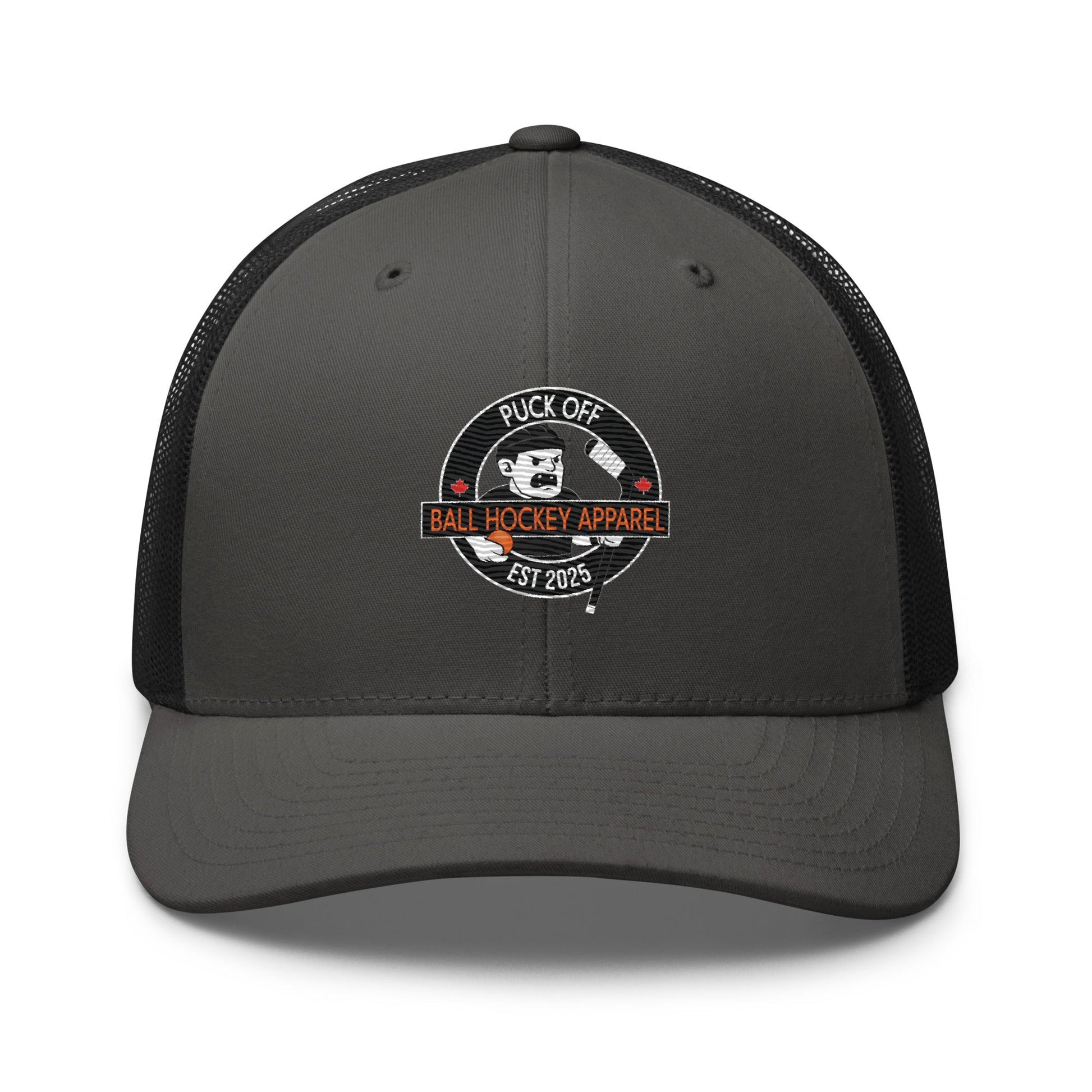 Puck Off Logo Trucker Cap - Charcoal - Puck Off - Ball Hockey Apparel