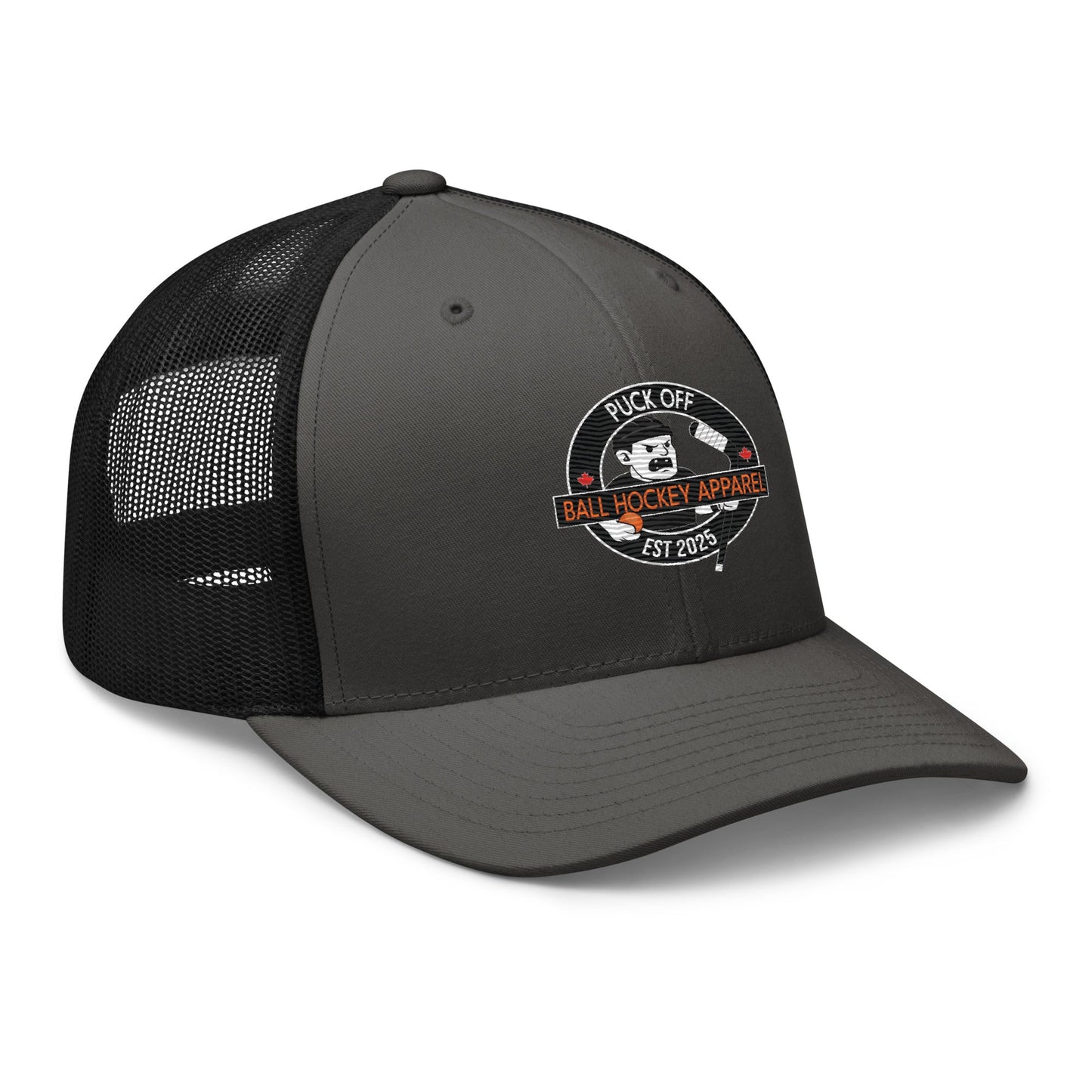 Puck Off Logo Trucker Cap - Charcoal - Puck Off - Ball Hockey Apparel
