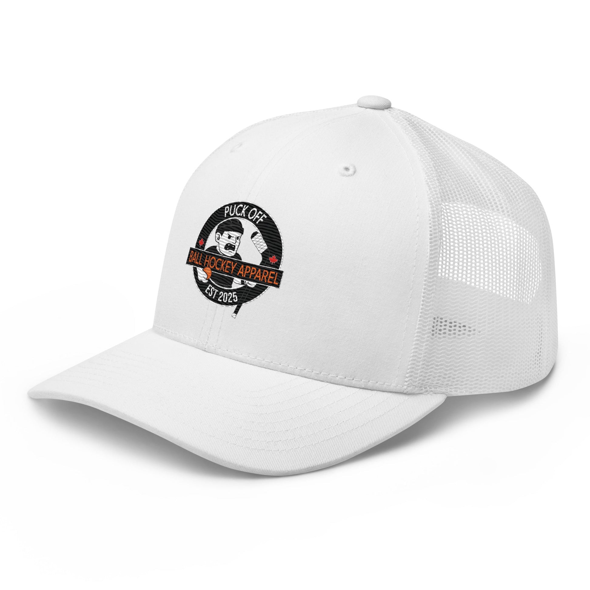 Puck Off Logo Trucker Cap - White - Puck Off - Ball Hockey Apparel