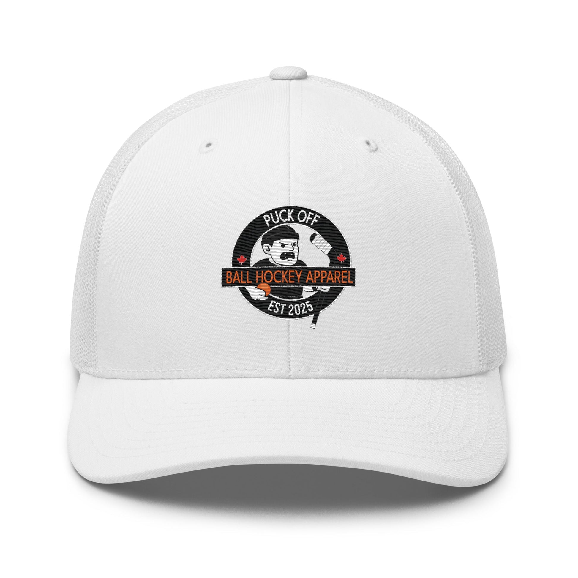 Puck Off Logo Trucker Cap - White - Puck Off - Ball Hockey Apparel