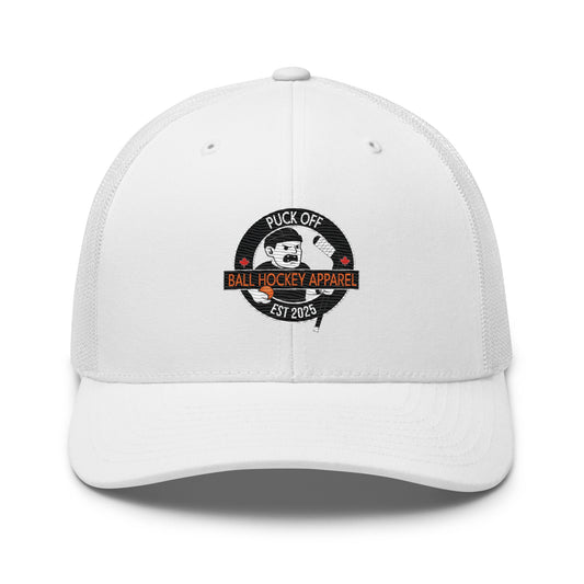 Puck Off Logo Trucker Cap - White - Puck Off - Ball Hockey Apparel