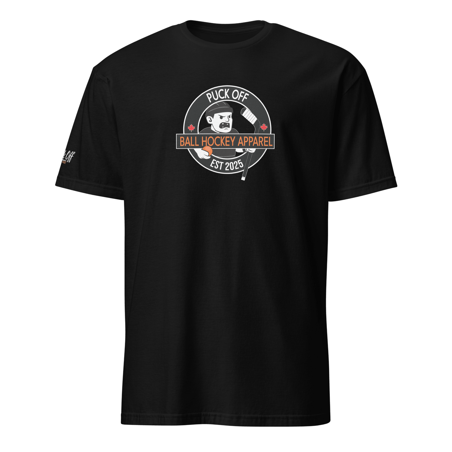 Puck Off Mascot Badge Ball Hockey Tee - Black - Puck Off - Ball Hockey Apparel