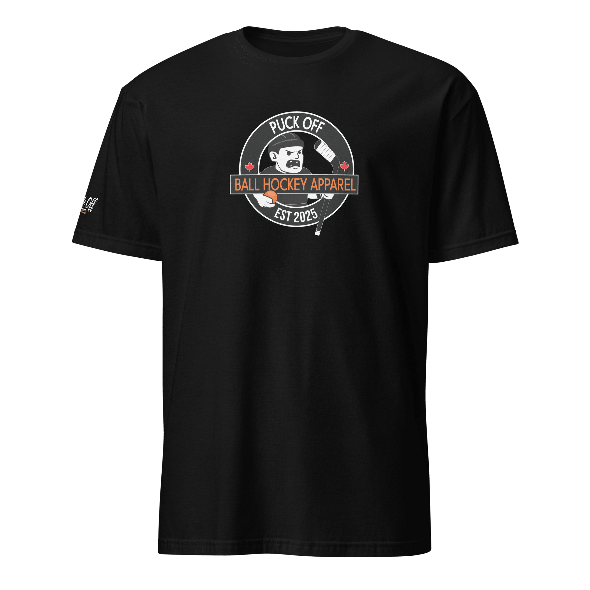 Puck Off Mascot Badge Ball Hockey Tee - Black - Puck Off - Ball Hockey Apparel
