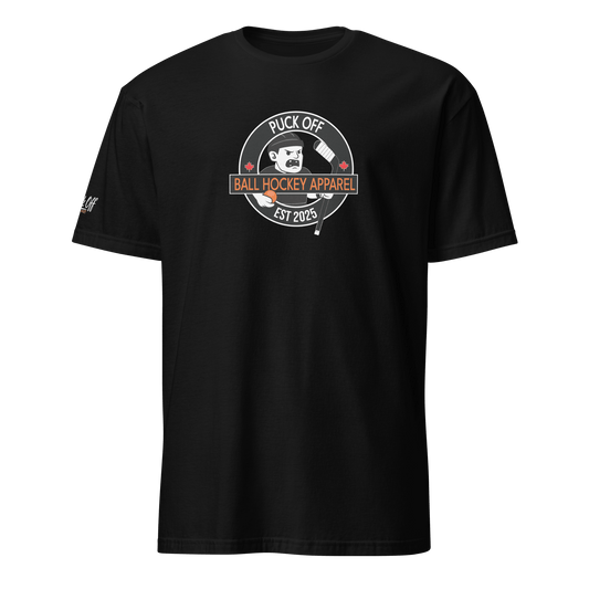 Puck Off Mascot Badge Ball Hockey Tee - Black - Puck Off - Ball Hockey Apparel