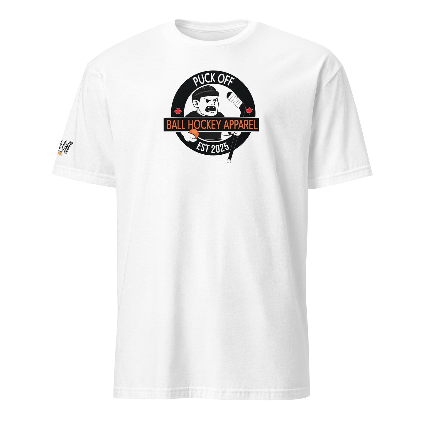 Puck Off Mascot Badge Ball Hockey Tee - White - Puck Off - Ball Hockey Apparel