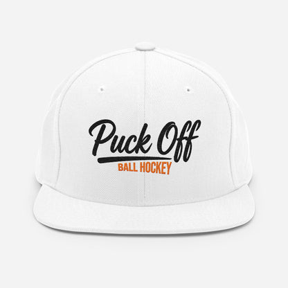 Puck Off Snapback Hat - White - Puck Off - Ball Hockey Apparel