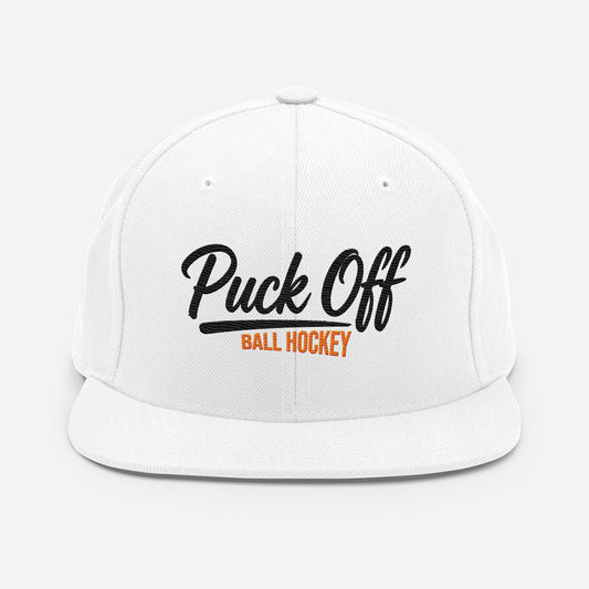 Puck Off Snapback Hat - White - Puck Off - Ball Hockey Apparel