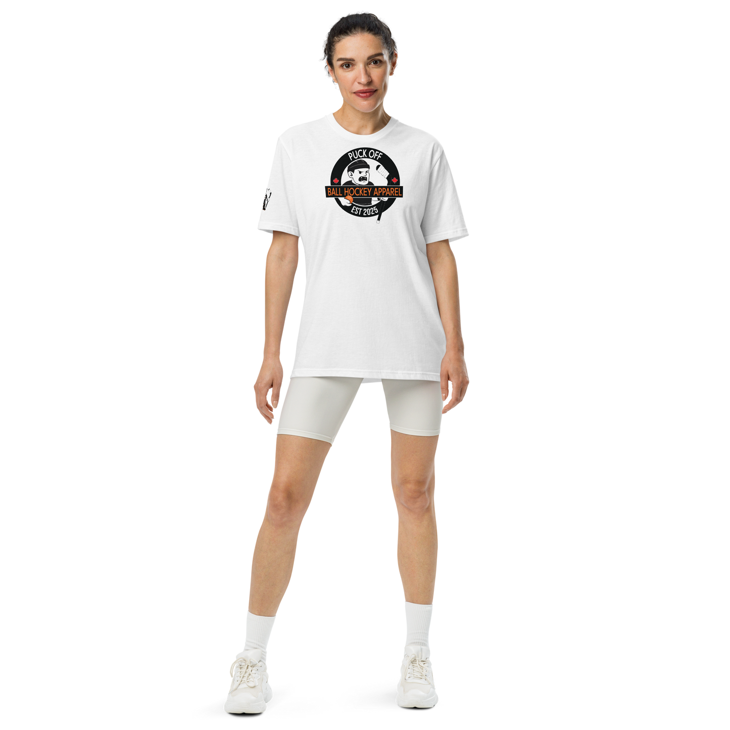 PUCK OFF x Under ArmourⓇ Athletic Shirt – Ball Hockey Performance Tee with Front Logo & Vertical Back Print