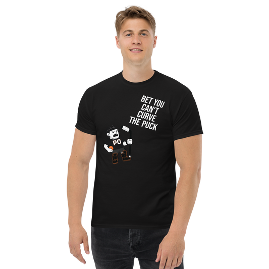 Bet You Can’t Curve a Puck T-Shirt – Funny Ball Hockey Tee | PUCK OFF Apparel
